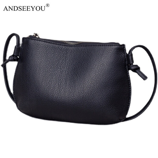 ANDSEEYOU品牌 单肩包女 新款斜挎小包包女小皮包百搭牛皮单肩包女贝壳包 黑色