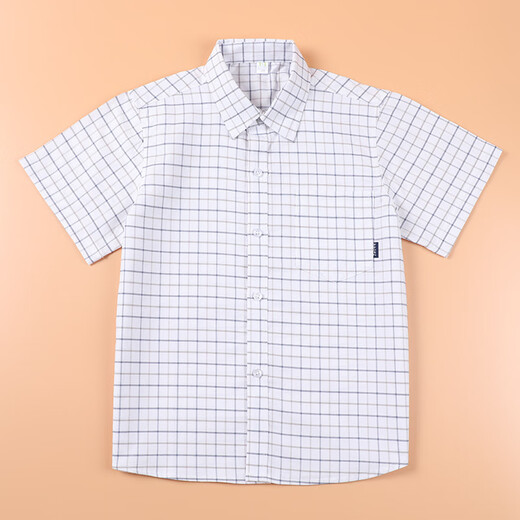 Xiangguotu children's plaid short-sleeved shirt summer pure cotton school uniform tops boys and girls casual shirts for middle-aged and older students class uniforms boys plaid long-sleeved shirts 140cm
