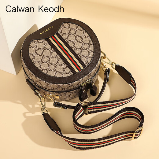 CALWAN KEODH包包女斜挎单肩小圆包新款2025轻奢ck风小众生日礼物送女友老婆 【咖啡色】百搭时尚手提包实用走心女生闺蜜