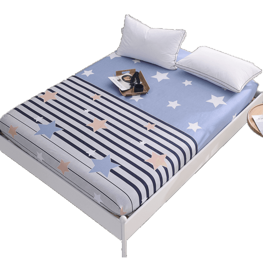 Avon Ting fitted sheet single piece pure cotton cartoon cotton sheet non-slip 1.2m1.5m 1.8 Simmons mattress protector bed cover Xingdao night blue 180cmx200cm fitted sheet plus pillowcase pair