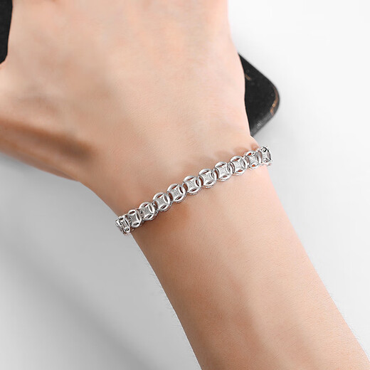 TTMIXPT950 Platinum Light Luxury Copper Coin Bracelet Men's Domineering Platinum Boss Bracelet for Your Boyfriend 11.82g 18cm Thick 6.0mm