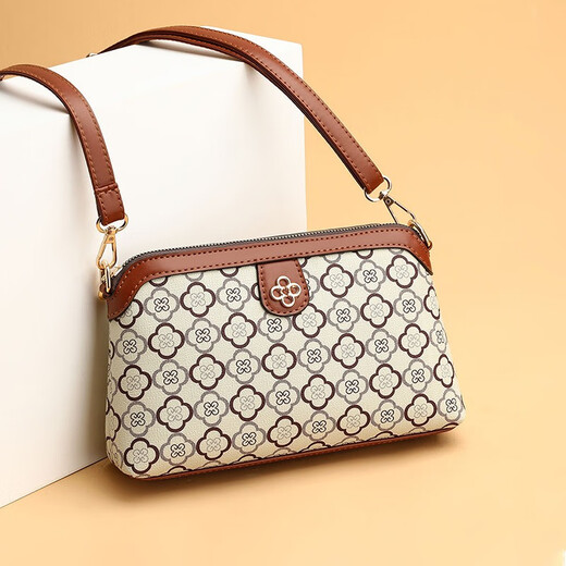 Changyin Fashion Mom Bag 2023 Chinese Valentine's Day Middle-aged Crossbody Bag Shoulder Small Bag Hand Clutch Bag Coin Mobile Phone Bag Brown