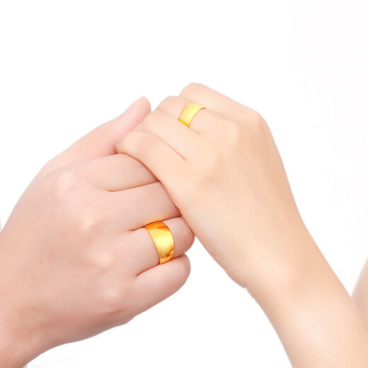 Luckin Gold Ring Wide Face Pure Gold 999 Solid Smooth Live Mouth Snake Belly Gold Ring for Men and Women Gold Weight 15.57g