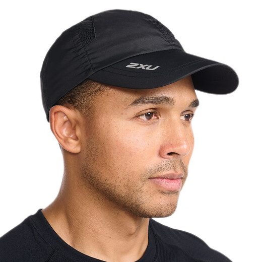 2XU sports cap for men and women, fashionable and versatile peaked cap, outdoor trendy sunshade, quick-drying and breathable baseball cap, lightweight sun protection cap, black