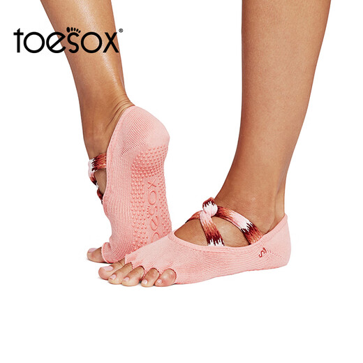 Toesox Yoga Socks Professional Fitness Pilates Socks Dance Non-slip Breathable Cross Toe Socks Ivy Series Celestite Blue S (size 34~38)