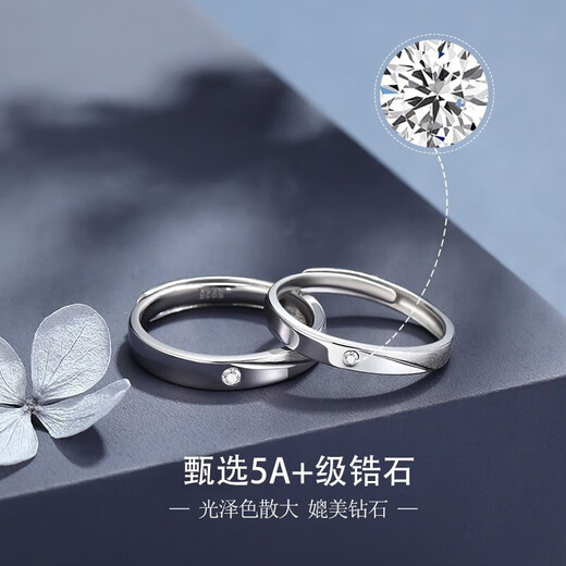 MZMZ platinum couple ring for men and women pt950 platinum diamond ring Valentine's Day birthday gift for boyfriend and girlfriend jewelry light luxury model - beloved couple ring (live)