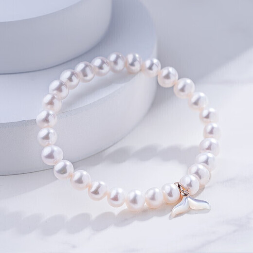 
Laomiao 18K gold bracelet diamond inlaid with fish tail pearl bracelet bracelet sends mother's birthday gift to girlfriend