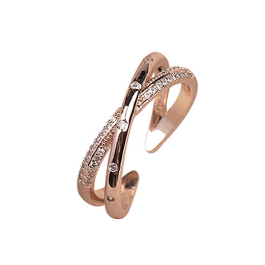 Luruo counter clearance 18K cross-set diamond ring rose gold women's imitation 18k gold color gold fashion accessories for gifts rose gold