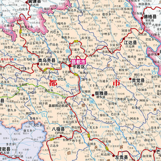 Neue 2025 Tibet Autonomous Region Map 1068*749 mm Papierwandaufkleber Politische Region Gelände Transportmittelkarte