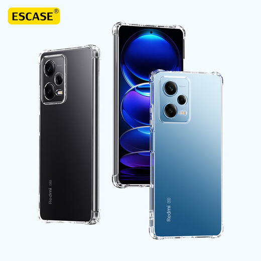 ESCASE is suitable for Redmi note12pro mobile phone case, all-inclusive anti-fall protective cover, Xiaomi Redmi airbag soft case (with sling hole) ES-iP9 series upgraded version transparent white