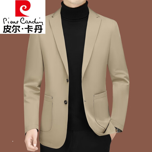 皮尔卡丹高档休闲西装男新款男士西服中年单西春秋外套修身爸爸上衣 藏蓝ZJ9889 195/4XL