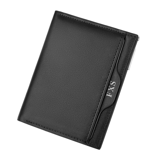 ELLEN FANTASIA Cartera de cuero genuino para hombre, antidesmagnetización, multifuncional, compacta, ultrafina, ranuras para múltiples tarjetas, estuche de cuero para licencia de conducir, bolso todo en uno para documentos para mujer, bolso negro genuino