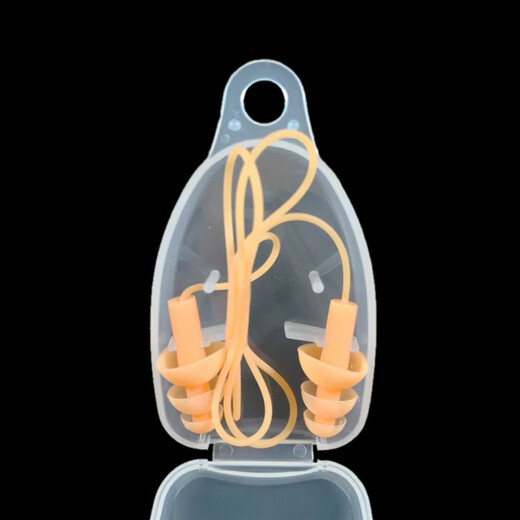 Jiaoliu adult and children's swimming earplugs, soft silicone, waterproof, anti-lost, comfortable box for bathing and diving with rope, orange