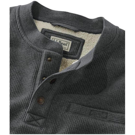 L.L.Bean men's sweater casual henley sweater autumn and winter warm comfortable soft bottoming middle-aged dad wear Charcoal Heather dark gray M suitable for net bust 107-112CM