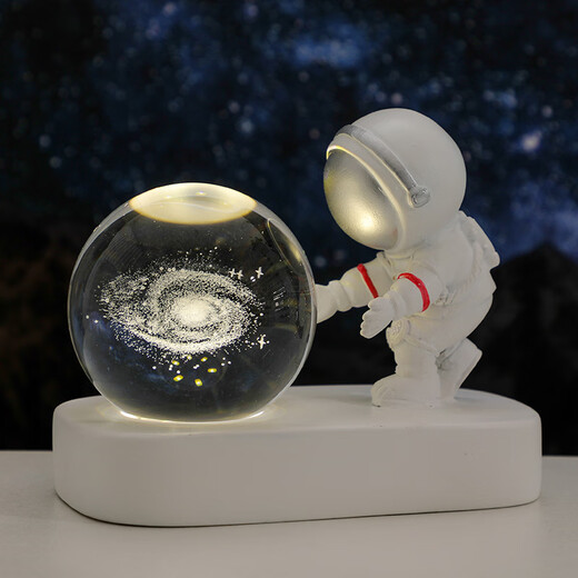 Fascini Astronaut Night Light Little Prince Crystal Ball Luminous Base Desktop Ornament Birthday Gift Beloved Astronaut-Galaxy Gift Box