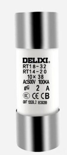 Delixi low voltage fuse fuse base rt18-32x fuse body 10*38rt-14 fuse core 10 pieces 10*38-2A10 pieces