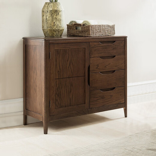 Womu Solid Wood Side Cabinet American Solid Wood New Chinese Restaurant Cabinet Simple Cupboard Modern Side Cabinet with Door Side Cabinet [FS-1104 New]