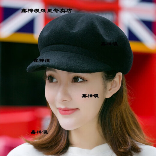 Xinzijing Hat Version coréenne féminine de l'automne et de la laine hivernale Tempérament britannique et langue de canard polyvalente à la mode chapeau octogonal Hat chanvre gris réglable (54-59 cm)