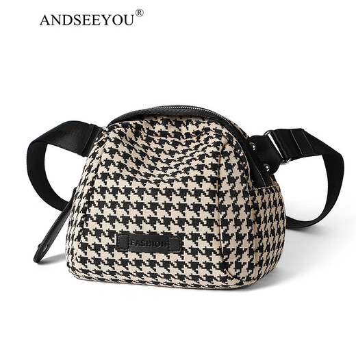 ANDSEEYOU品牌 女士包包 新款包包女潮帆布包女包时尚百搭单肩斜挎包胸包 千鸟格