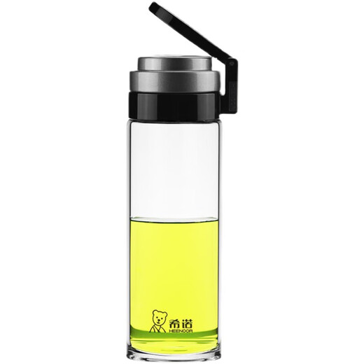 希诺（HEENOOR）玻璃杯单层加厚过滤泡茶杯子男女大容量便携水杯XN-6075 6076 6076加杯刷杯套 695ml