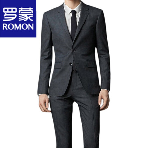 ROMON suit men's slim business professional formal work suit groom wedding dress medium gray 34 recommended weight 145-160 Jin Jin equals 0.5 kg