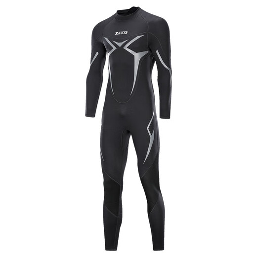 ZCCO new wetsuit one-piece men's 3mm warm and super elastic wear-resistant wet suit cold-proof wetsuit winter swimming suit SCR black 2XL