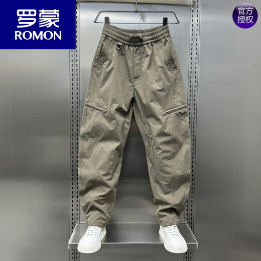 
ROMON 2024 Autumn Zipper Scimitar Working Pants Men's American Loose Straight Harem Pants Outdoor Versatile Casual Pants Black M