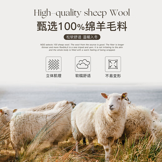 Langsha 100% wool thermal vest men's winter seamless fever German velvet plus velvet antibacterial bottoming shirt underwear vest vest