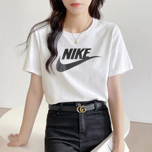 耐克（NIKE）女装运动套装2025夏上新款休闲透气经典短袖T恤梭织五分裤两件套 DX7907-100和FV6623-019 2XL(175)