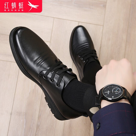 Rote Libellefly Herrenschuhe flach vielseitig viel lässige lässige schuhe Männer runden Zehengeschäft formelle Lederschuhe Männer WTA306871 Black 42