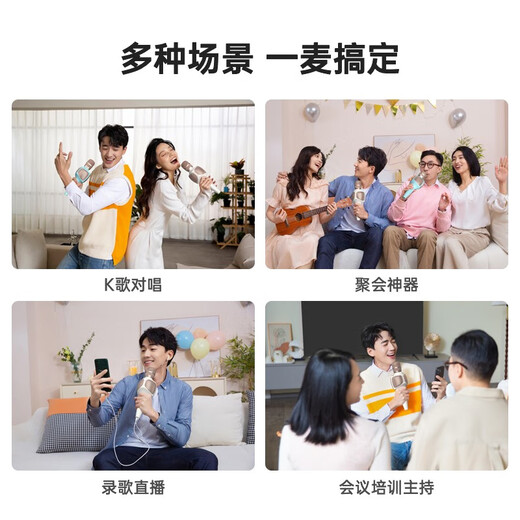 Meiniao karaoke microphone A2 microphone and audio integrated sound card wireless microphone national karaoke TV mobile phone singing live recording outdoor party karaoke A2 digital screen audio microphone pearl white karaoke/recording/live broadcast
