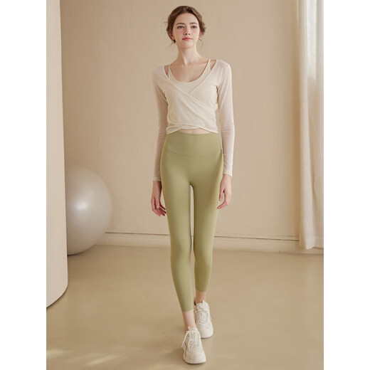 LULU CENTURY yoga clothes for women, sports tight long-sleeved running quick-drying breathable blouses for women, training Pilates fitness clothes tops for women, green blouse M