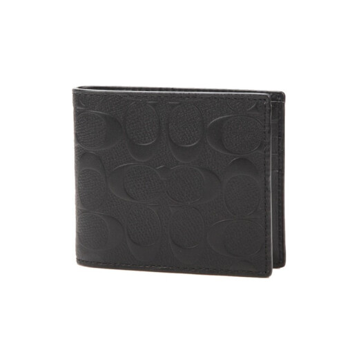 COACH men's short wallet black leather F75371BLK