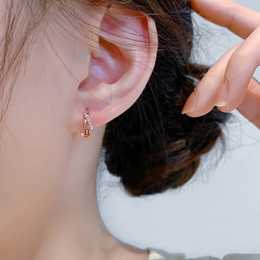 Idel Xiaoyu Earrings 2025 New Niche Design High-end Fashion Earrings Summer Earrings Women's Earrings Earrings Rhinestone Earrings Rose Gold E3181