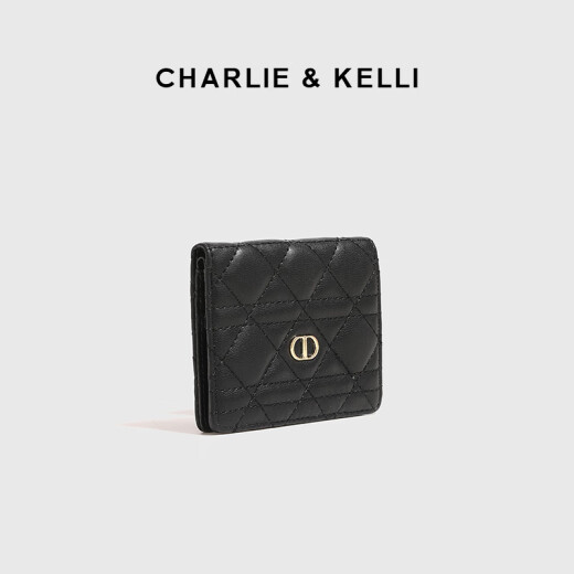 CHARLIE&KELLI CK品牌包包女包小众设计菱格简约薄款手拿女士2025新款钱包短款 黑色