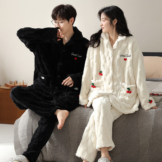 Slim und Jiao Coral Fleece-Paar Pyjama für Frauen im Winter, verdickten und warmen Herren-Pyjama für Herbst und Winter, können außerhalb von Heimbekleidung 9871 M Frauen Empfehlung 80-100jin [Jin gleich 0,5 kg] getragen werden]