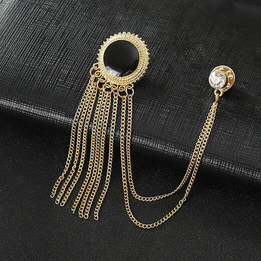 Mr. Ouyang men's personalized suit with tassel badge, guitar instrument jewelry chain brooch, twist ball brooch accessories, six-pointed star silver A11-304