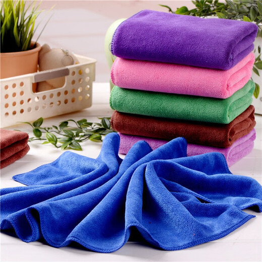 Special towels for housekeeping, cleaning rags, floor wiping tablecloths, scouring pads, housekeeping water-absorbing small square towels that are not easy to shed lint, pink 30x40cm, 5 pieces