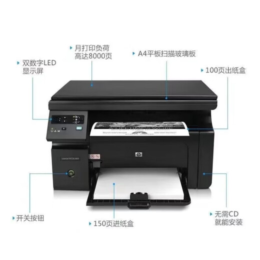 惠普（HP）全新HPM1136黑白激光打印机多功能一体家用办公打印复印扫描A4 全新HPM1136【含五个原装硒鼓】 标配