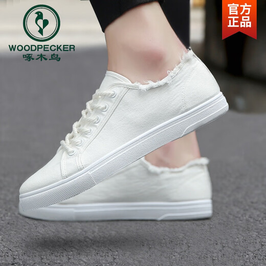 
Woodpecker canvas shoes for men in summer breathable 2024 new versatile casual white shoes for men low top student board shoes trendy shoes 6636 gray and white 40