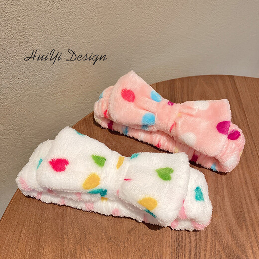 Meifuren Internet celebrity face wash headband Korean winter ladies wide-brimmed face wash headband bow headband hair accessories headdress New Year gift Year of the Tiger FD51 blue, white and pink stripes