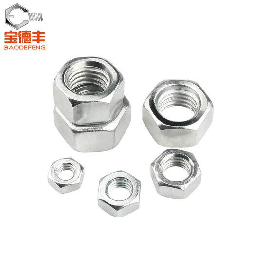 Baodefeng anti-thread hexagonal nut left-hand left-thread nut anti-thread anti-buckle nut M4M5/M6M8/M10M12/M14 8.8 grade iron black anti-thread M10 10 pieces