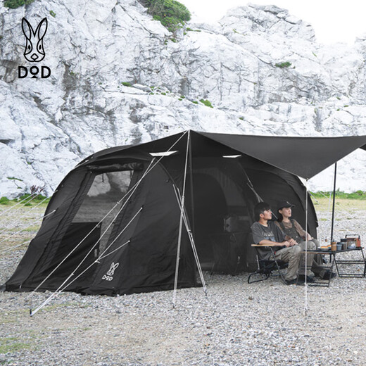 DOD Japanische exquisite Außencamping- und Picknick-Regenschutz Sonnenschutz Pergola Tunnel Zelt Four Seasons T3-688-TN Schwarz T3-688-BK