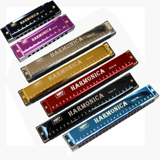 24 hoyos C Harmonica Instrumento para niños 10 Hole Blues Blues Toy de órgano para adultos 118 24 Holes Fine Titanium armónica (Verde) + Libro de armónica