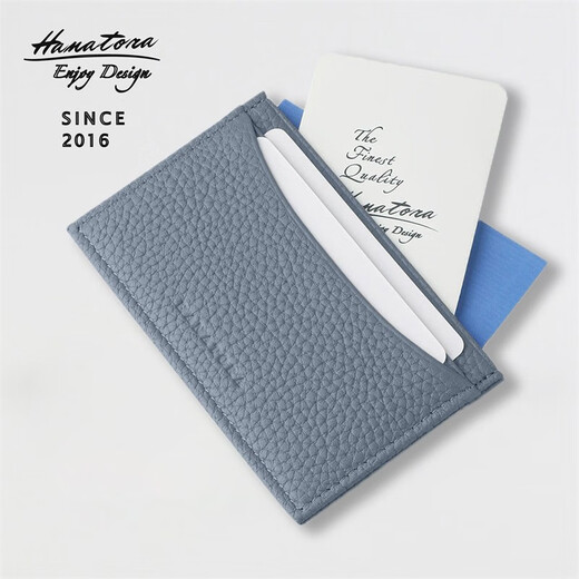 HANATORA Tarjetero de estilo japonés para hombre, tarjetero de cuero ultrafino, tarjetero de identificación para hombre y mujer, regalo de San Valentín, azul claro