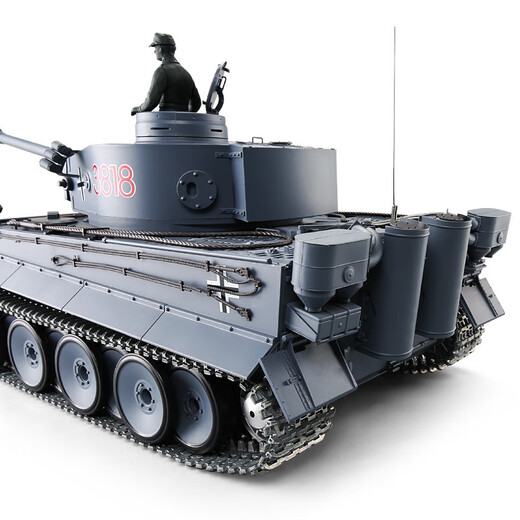 Henglong allemand Tiger Metal Remote Control Tank Car Model Alloy Car Children's Toy Launch Smoking Effect Effet Boy 3818 Édition améliorée de base (plastique) 1800mAh Batterie (25 minutes de conduite)