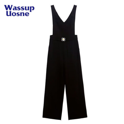 
Simple position strap wide-leg pants for women 2025 summer new Korean style fashionable age-reducing black pendant feeling slimming suspender jumpsuit white top + overall pants set one size s 2 feet 1105Jin [Jin equals 0.5 kg]