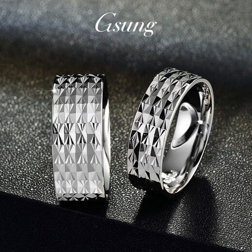 GsunG platinum couple ring new PT950 car flower star ring fashionable shiny platinum ring for men and women priced by gram, please contact customer service before bidding for gold price