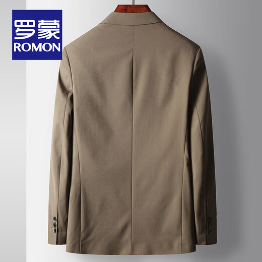 罗蒙（ROMON）华夫格休闲西服男士夏季轻奢商务单西中青年纯色单排扣西装外套男 灰色 180/XL