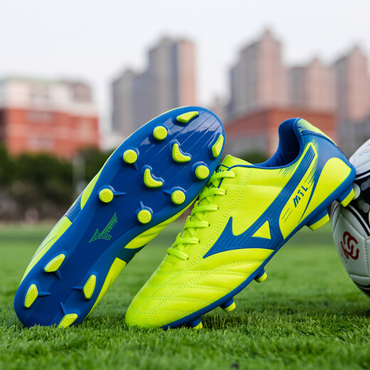Zhijie Kinderfußballschuhe Herren TF gebrochene Nägel AG Long Nails Erwachsene Kinder mittleren Schülers im mittleren School-Schüler der besonderen Wettbewerbsausbildung von Frauen für Frauen 9921 Weiß und Blau gebrochene Nägel 32
